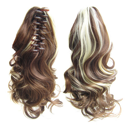 

Gobestart Long Hair Bun Wig PonyTail Matte High Temperature Silk Fiber Claw Clip 17 Inch