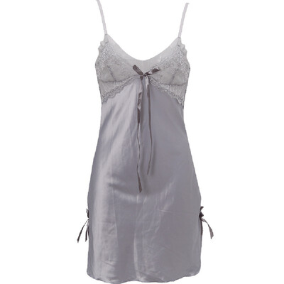 

Ladies Sexy Silk Sleepwear Satin Nightgown V-neck Nightdress Slip Nighties Summer Night Dress Lace Night Gown Lingerie For Women