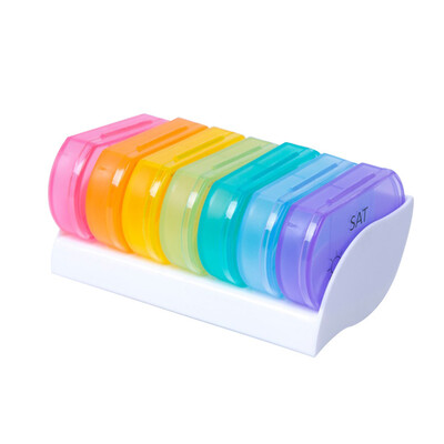 

AM PM 7 Day Portable Weekly Organizer Pill Case Colorful Twice A Day Holder