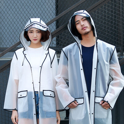 

40000 km adult raincoat translucent EVA fashion raincoat non-disposable male&female edging raincoat outdoor mountaineering hiking big hat body poncho SW2