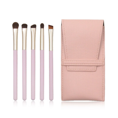 

Toponeto 5 Pcs Pink Wooden Handle Fiber Eye Brush Makeup Brush Bag Set