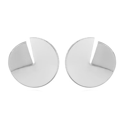 

EK2118 European & American Brand Personality Glossy Metal Round Stud Earrings For Women Statement Jewelry Simple Party Jewelry