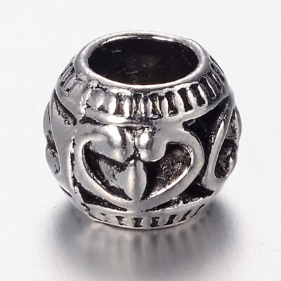 

Tibetan Style Alloy European Beads Large Hole Barrel Beads Cadmium Free & Lead Free Antique Silver 8x7mm Hole 45mm