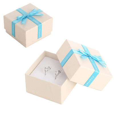 

Gobestart Ribbon Bow Ring Earrings Jewelry Box Carton Storage Box