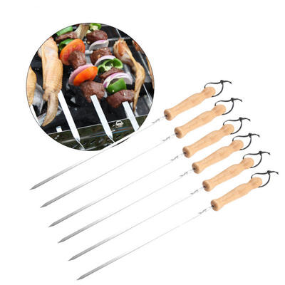 

Greensen 6PCS 40CM Stainless Steel BBQ Grill Wooden Handle Outdoor Camping Barbecue Skewers Set