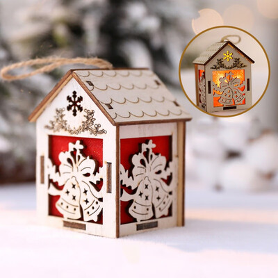 

Christmas LED Cute Luminous Small Wooden House Decoration For Home Hanging Decoration
