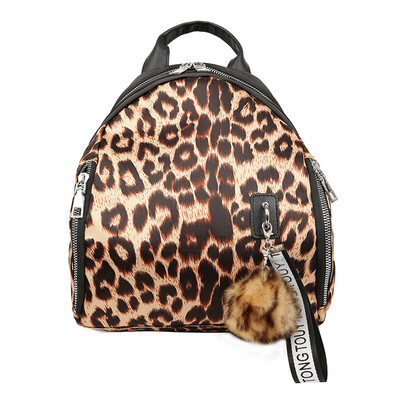 

Double shoulder bag woman fashion Korean version woman soft leather leopard pattern small bag woman printed leisure travel backpac