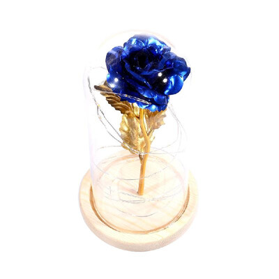 

Birthday Gift Beautiful Preserved Rose Flower LED Light with Glass Cover Wooden Base Valentines Day Wedding Gift