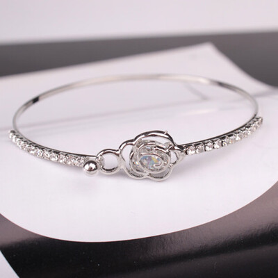 

Rose Cut Bracelet Camellia Rose Bangle Elegant Lady Fashion Jewelry Rose Gold Bangle Cuff Bracelet
