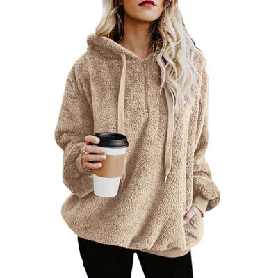 

Womens Long Sleeve Hooded Fleece Sweatshirt Autumn Winter Thicken Warm Zip Up Hoodie Pullover