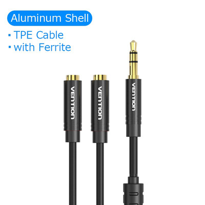 

Vention 35mm Audio Splitter Headphone Splitter Cable 35mm Male to 2 Female Jack Adapter Aux Cable for iPhone MP3 Player
