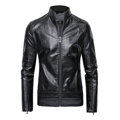 

Toponeto Men Winter Leather Jacket Biker Motorcycle Zipper Long Sleeve Coat Top Blouses
