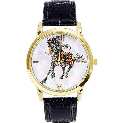 

Creative Watch Unique Horse Dial Leather Band Stainless Steel Quartz Wristwatch Casual Women Mens Unisex Watches Montre Homme