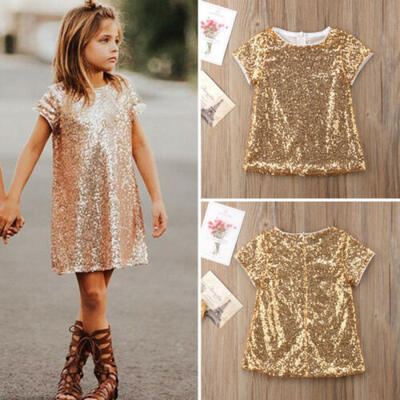 

Summer Baby Kids Girl Sequins Dress Party Gown Pageant Princess Dresses Clothes