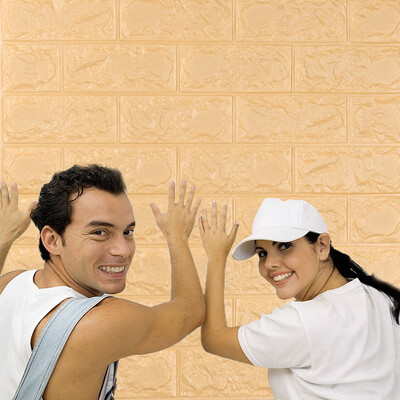 

Gobestart PE Foam 3D Wallpaper DIY Wall Stickers Wall Decor Embossed Brick Stone Green