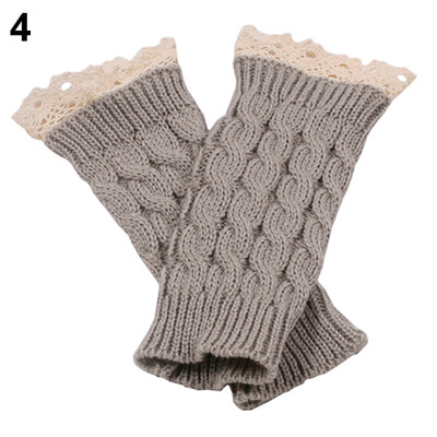 

Women Fingerless Lace Gloves Soft Knitted Warm Long Mitten Wrist Warmer Winter Gift