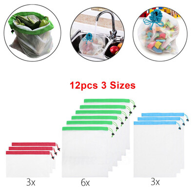 

Siaonvr Reusable Mesh Produce Bags Washable Eco Friendly Bag for Storage Fruit Vegetable