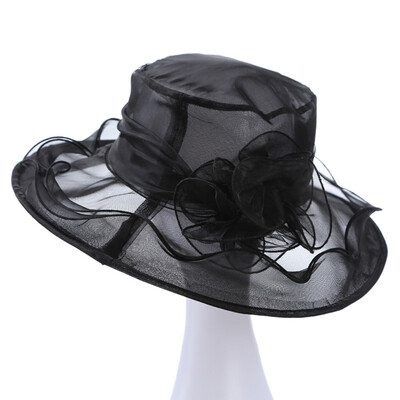

Fashion Women Bowknot Wide Brim Hat Wedding Church Beach Sun Hats