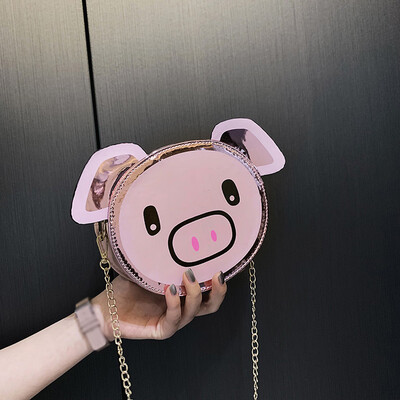 

Tailored Fashion Girls Leather Chain Wild Cute Cartoon Pig Shoulder Messenger Bag