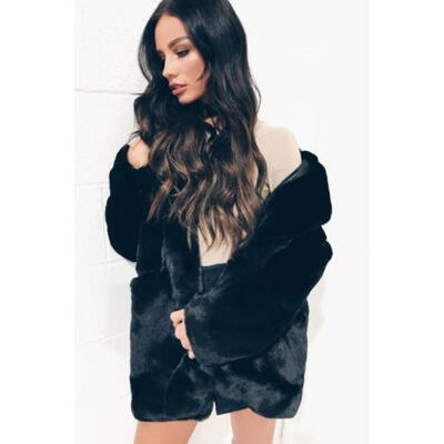 

New Fashion Women Winter Faux Fur Fluffy Long Coats Jacket Coat Warm Outwear