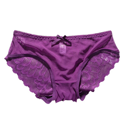 

2019 Sexy Lace Panties Ladies Ultra-thin Hollow Briefs Low Waist Solid Color Transparent Breathable Briefs Underpants
