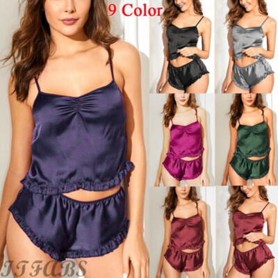 

Fashion Satin Sexy Sleepwear Suit Pajamas Lingerie Underwear Nightwear Women New