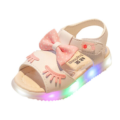

Toddler Baby Bow Summer Led Light Shoes Girl Smile Eyes Luminous Outdoor Sandals