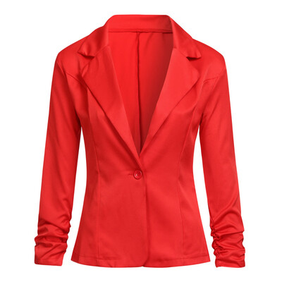 

Toponeto Women Casual Work Solid Button Slim Color Suit Office Cardigan Coat Jacket