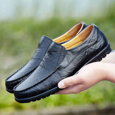 

2019 summer new casual shoes mens breathable peas shoes mens leather shoes cross-border large size mens shoes