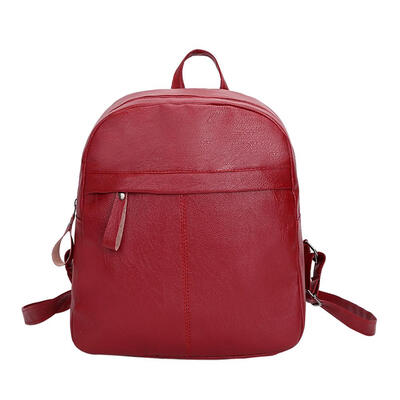 

Women Soft PU Leather Shoulder Bag Girls Pure Color College Travel Backpack