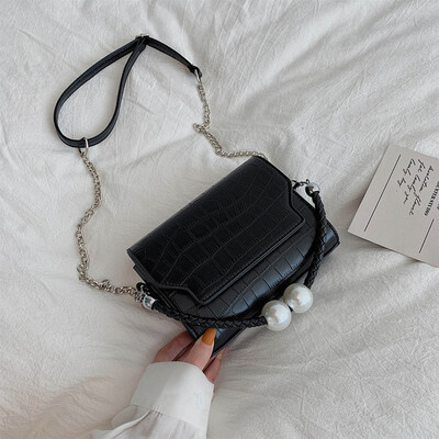 

Summer texture bag chic fashion crocodile pattern small square bag new 2019 chain womens bag shoulder Messenger bag