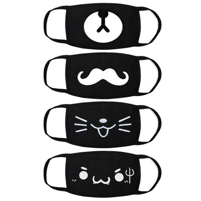 

Cute Funny Party Masks Black And White Reusable Cotton Anti-dust Respiratory Protective Mouth Mask Cover For Men Women