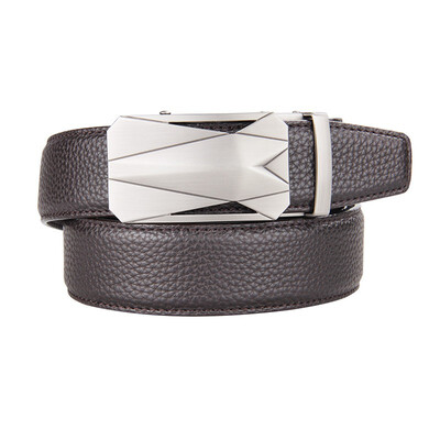 

BPSTAR Mens Automatic Buckle Genuine Leather Mens Ratchet Holeless Belt Business High Quality Mens Real Belt for Pants