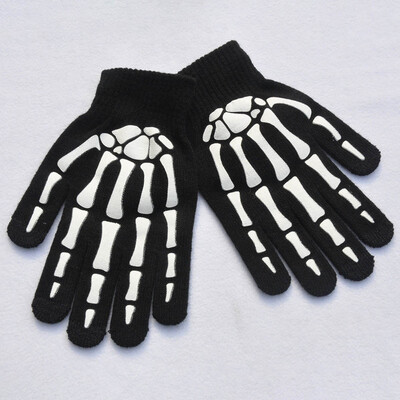 

2019 Fashion Men Women Boy Girl Magic Gloves Halloween Fancy Dress Skull Skeleton Finger Bones