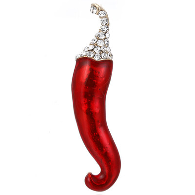 

Vivid Green Red Color Pepper Brooch Chili Vegetables Brooches For Women Girls Suit Dress Accessories Gold Color Pins
