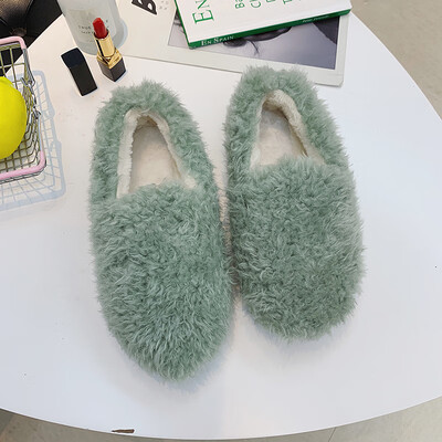 

Hairy shoes autumn&winter Korean version flat shoes flat soles velvet warm students bean shoes beans beans