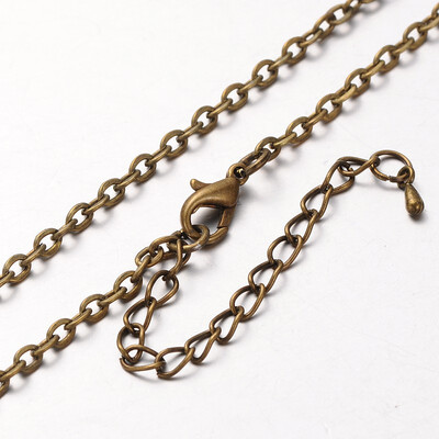 

Iron Cable Chain Necklace Makings with Alloy Lobster Claw Clasps&Iron End Chains Antique Bronze 303"