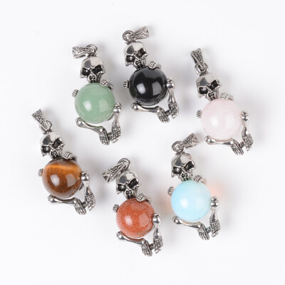 

Gemstone Pendants with Alloy Findings Skull Antique Silver 4143x1920x1719mm Hole 4x7mm