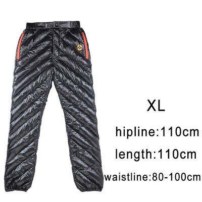 

AEGISMAX Black Standard Adult Unisex Outdoor Sport Down Pants Ultralight White Goose Down Keep Warm Camping Winter Trousers