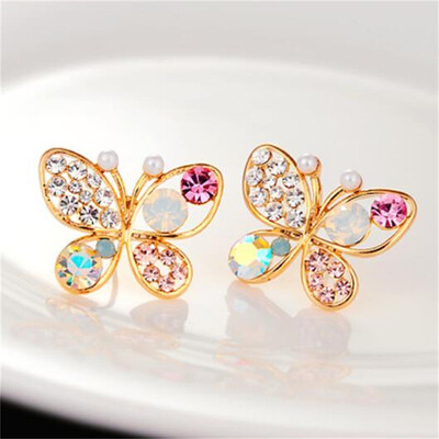 

Lovely Silver Plated Cute butterfly Earrings For Girls Charm Crystal Turkish Jewelry Earings