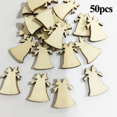 

50Pcs DIY Craft Christmas Xmas Wood Chip Hanging Pendant Ornaments Decor Home