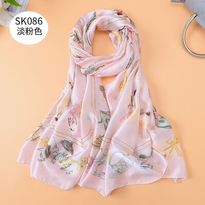 

2018 new simulation silk scarf new silk satin cartoon dancing girl sunscreen beach towel air conditioning shirt female