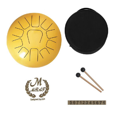 

12 Inch Steel Tongue Drum 11-Tone Hand Pan Drum Stainless Steel Percussion Instrument with Drum Mallets Carry Bags Note Sticks