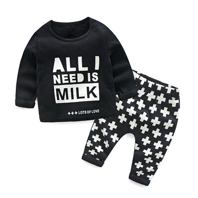

Newborn Infant Baby Boys Girls Letter Print Tops Shirt Pants 2Pcs Outfits Set