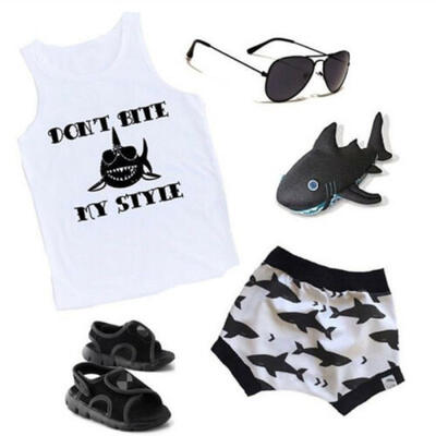

US Canis Toddler Baby Boy Summer Shark Clothes Vest Tops Shorts Pants Outfits