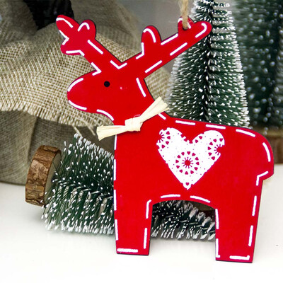 

1\2Pcs Wooden Creative Christmas Loving Deer Christmas Tree Pendant Colorful Reindeer Pendant Christmas Decorations