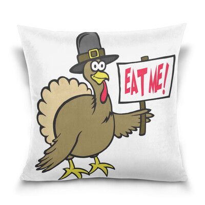 

ALAZA Thanksgiving Throw Pillow Cover 16 X 16 inch Cushion Cover with Eat Me Turkey Printed Pillowcase