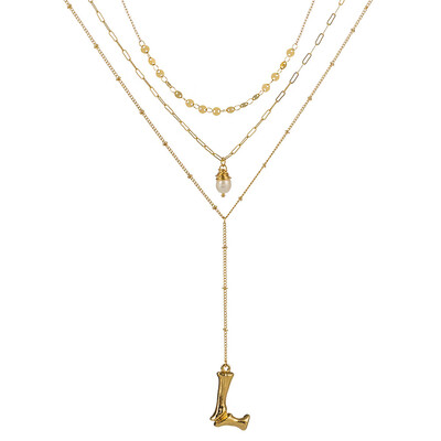 

Gold Color Initial natural freshwater pearl Necklace Personalized Letter Necklace Jewelry For Women Accessories Girlfriend Gift