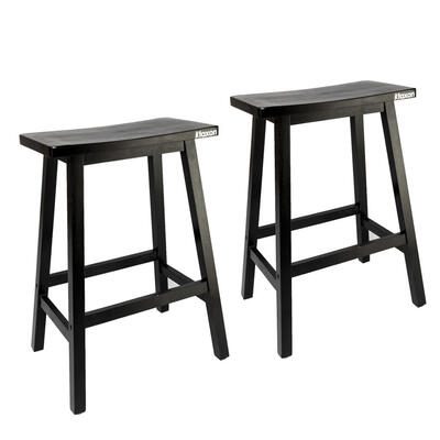 

2pcs Pine Wood Saddle Seat Bar Stool Cushion Saddle Seat Counter Stool Black