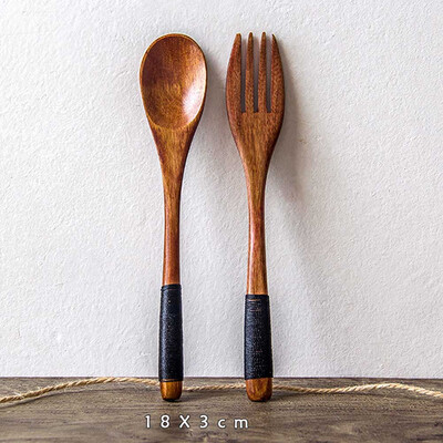 

Natural Dinnerware Wood Spoon And Fork Set Dessert Tableware